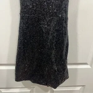 Luvalot Sequin Embellished Bodycon Mini Dress Black Shiny Size 2 Party Dress